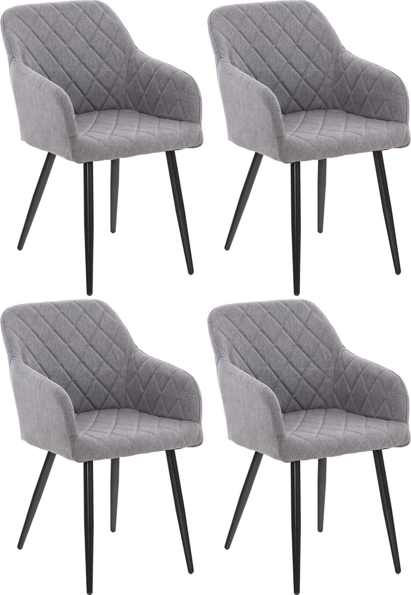 CLP Shila Set van 4 Eetkamerstoelen grijs Stof