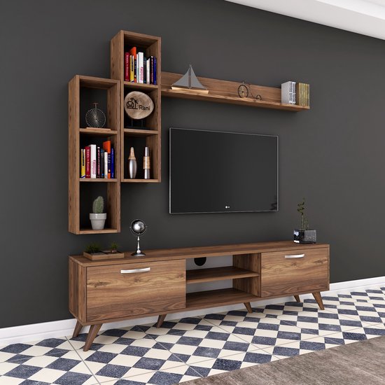 Emob- TV Meubel Wren TV-meubel | 100% Gemelamineerd | Notelaar | x48 - 180cm - Bruin