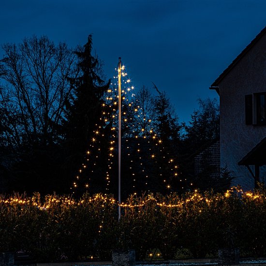 Vlaggenmast Verlichting - Vlaggenmast Kerstboom - Kerstboom Vlaggenmast - Kerstverlichting Buiten - Lichtsnoer Buiten - Voor Buiten - 200 cm - Warm wit - Trend24