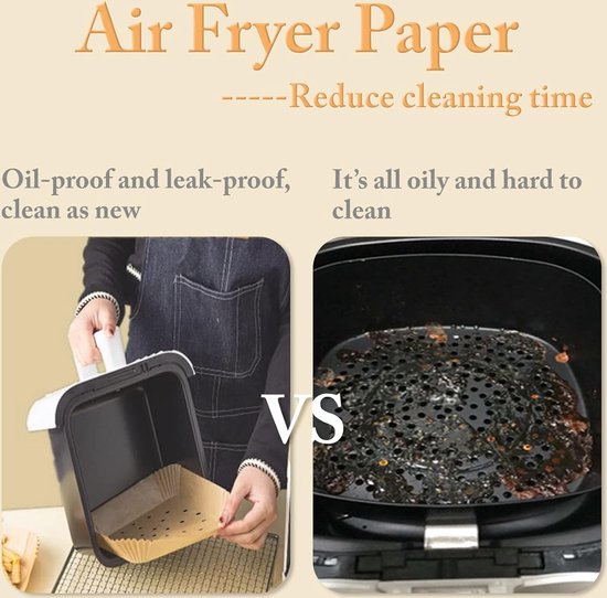 Marron Papier Sulfurisé carré Papier Cuisson pour Air Fryer Papier