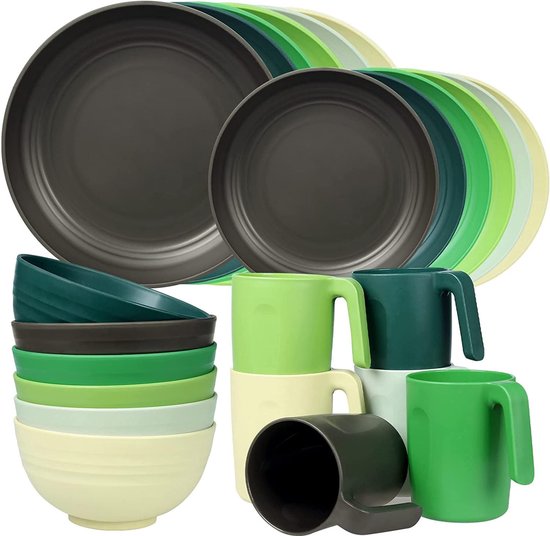 Vaisselle en plastique incassable, 24 pièces de vaisselle de camping  légère, ensemble... | bol.