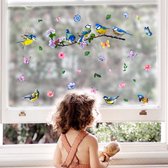 Raamsticker Vogels op tak met Vlinders | Pimpelmees | Zelfklevend | Verwijderbaar | Vogelbescherming | Raamdecoratie | Woonkamer | Huis inrichting | Muurstickers | Dubbelzijdig bedrukt | Stickerkamer®