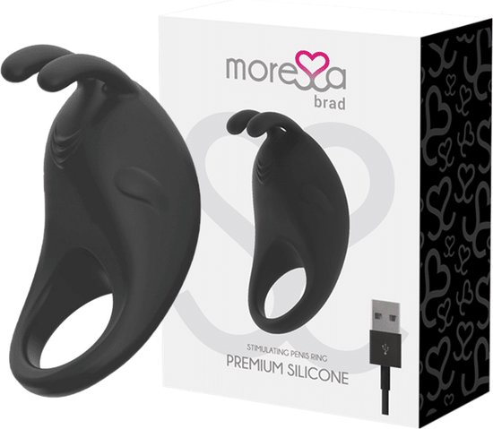 Amoressa Brad - Cockring - Premium Silicone - Herlaadbaar USB - Zwart - 1st | BEST SELLER | Sex Toy for Man | Cockring | Sex Toy for Couple