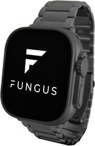 Fungus - Smartwatch bandje - Geschikt voor Apple Watch 42 / 44 / 45 / 49 mm - Series 1 2 3 4 5 6 7 8 9 SE Ultra iWatch - Metaal - Gepolijst - Zwart