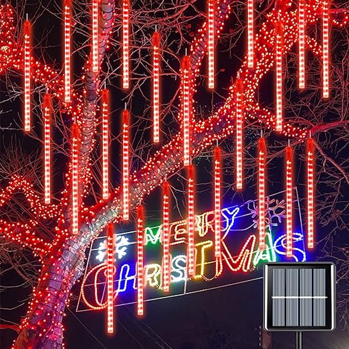 Kerstverlichting Druppels Op Zonne-energie - Rood - LED - Voor Buiten