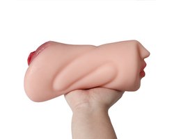 Quick Relief Anna™ - Masturbator - Pocket Pussy - 3-1 Mond, Vagina & Anus - Sex toys voor Mannen - Beige
