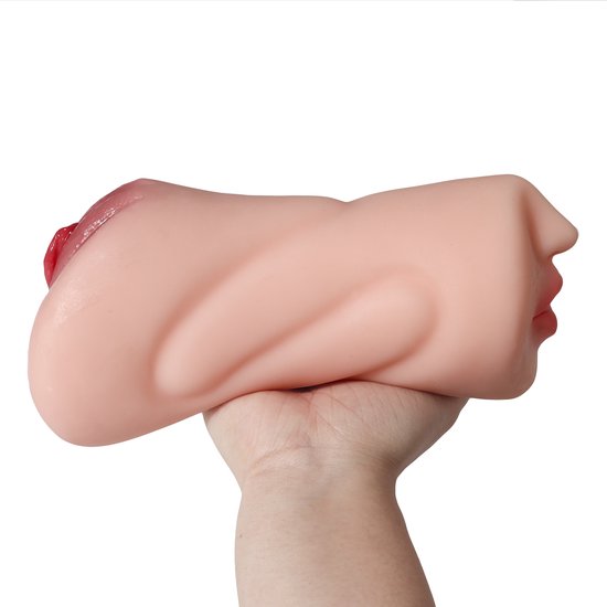 Quick Relief Anna™ - Masturbator - Pocket Pussy - 3-1 Mond, Vagina & Anus - Sex toys voor Mannen - Beige - Quick Relief