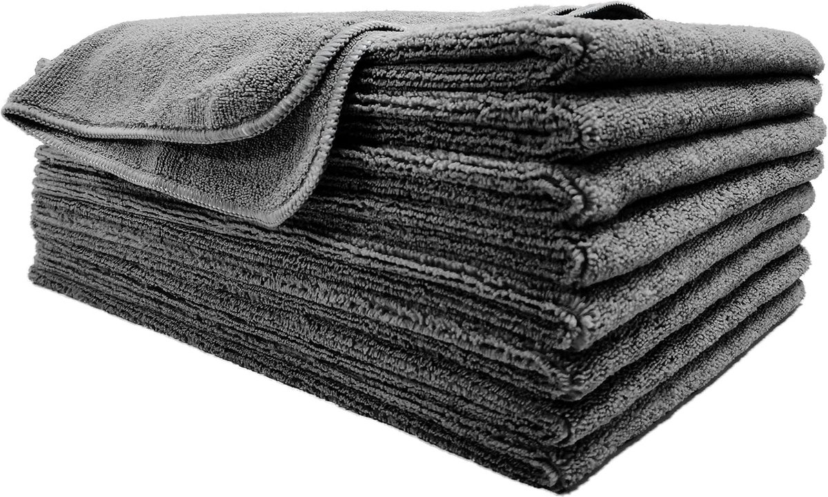 Polyte - Professionele microvezel handdoek om uw haar te drogen - sneldrogend/niet-pluizend - 8 pack - donkergrijs - 40,6 x 73,7 cm