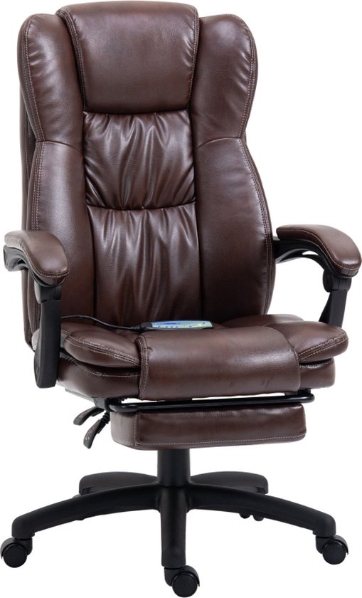 Ergonomische bureaustoel met massagefunctie - Stoel - Bureaustoelen voor volwassenen - Bruin - 68,5 cm x 68,5 cm x 119-127 cm