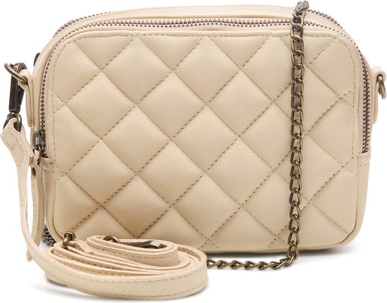 Chabo Bags - Dames Crossbody tas / Schoudertas - Milano - leer - Off White - Roomwit