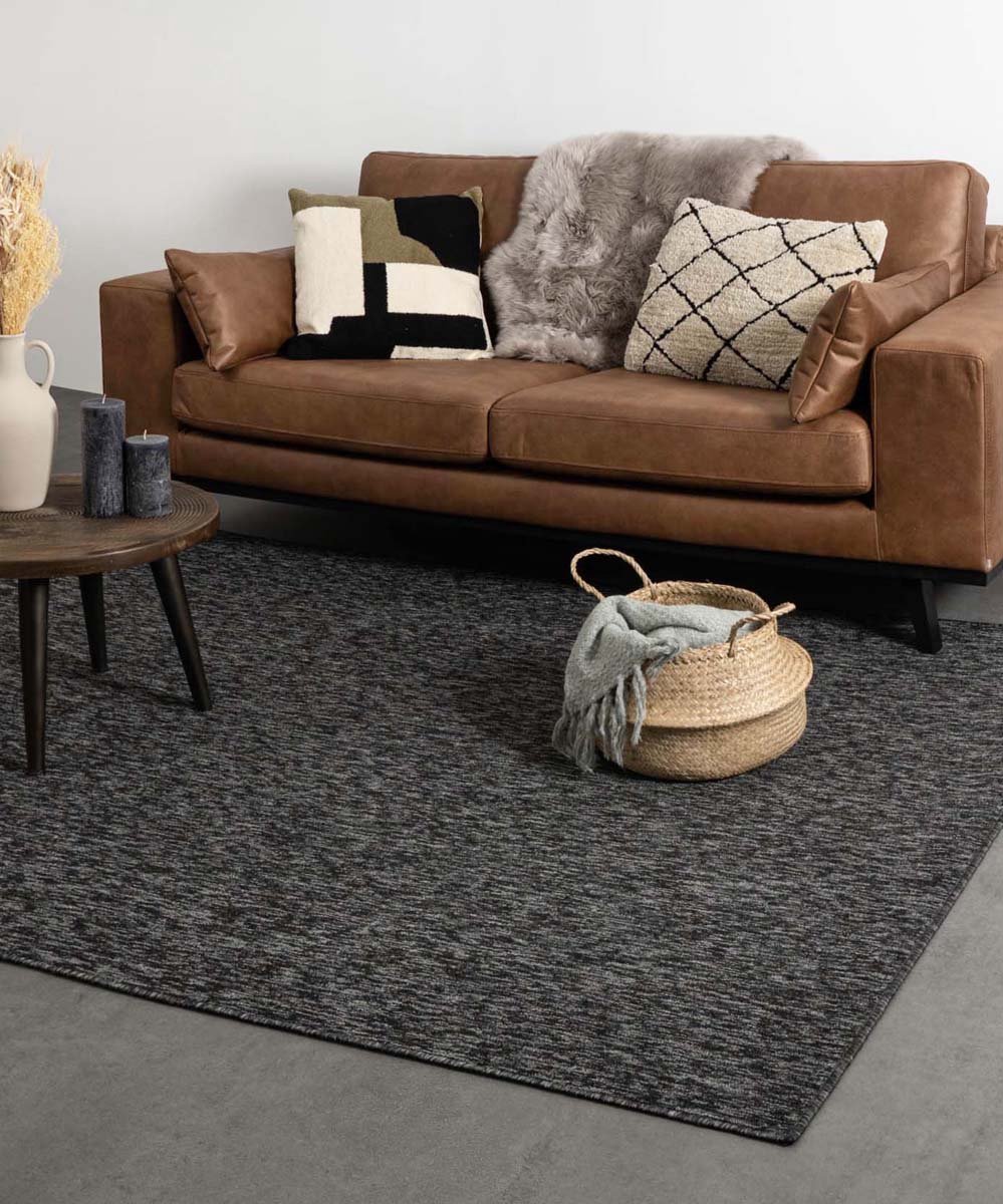 Laagpolig vloerkleed - Lush antraciet 60x110