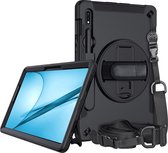 Heavy Duty Case met Schouderstrap - Geschikt voor Samsung Galaxy Tab S7 FE Hoesje - Zwart