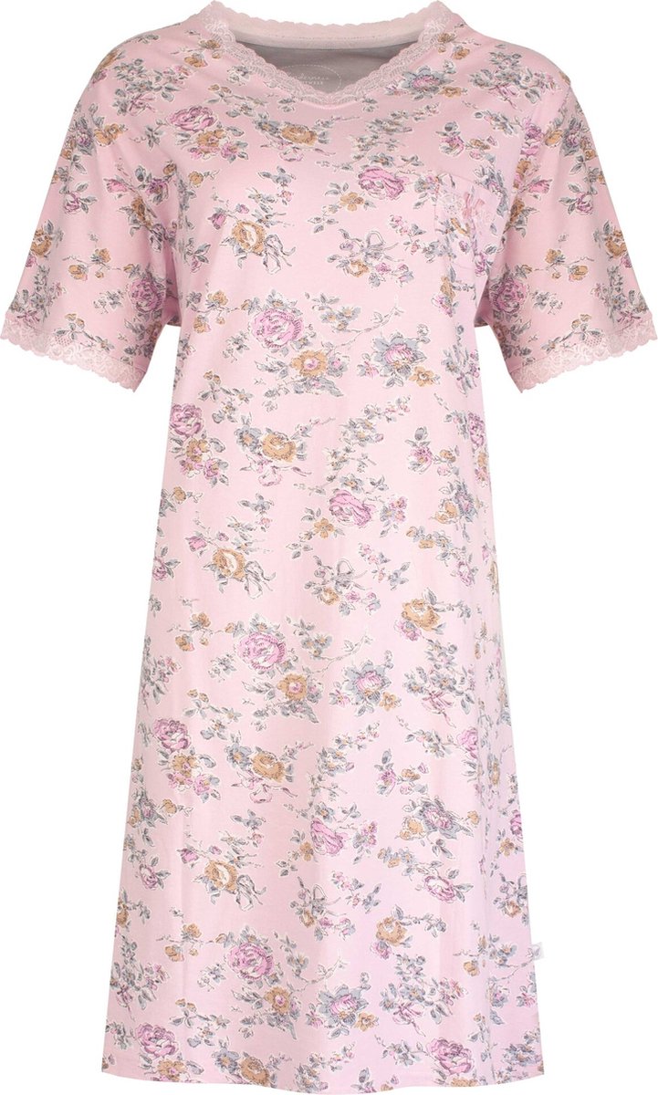 Tenderness Dames Nachthemd - Katoen - bloemen print - Licht Roze