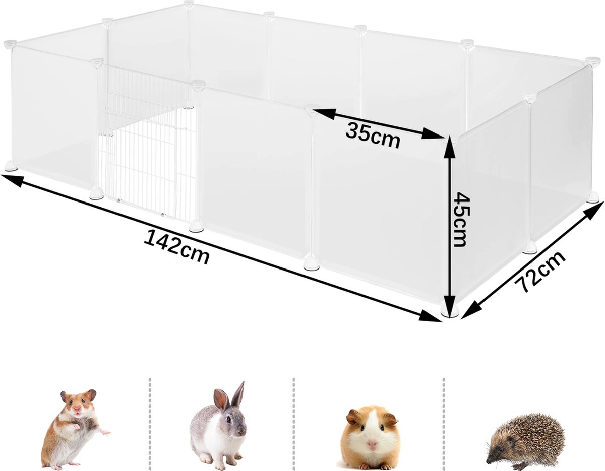 Happyment Dierenren Transparant - Ren - Verstelbaar - Voor binnen - Puppyren - Kleine dieren - Kittens - 142x72x45cm thumbnail 3