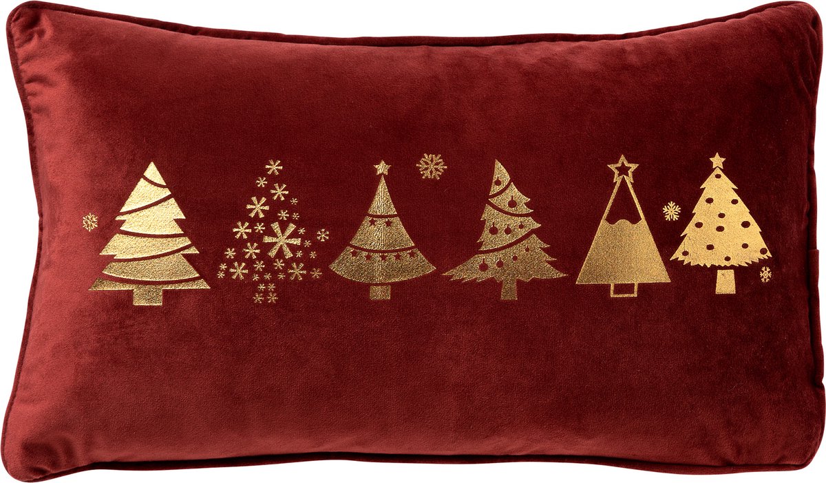Textino TREES - kussenhoes 30x50 cm - kerst - Biking Red - rood