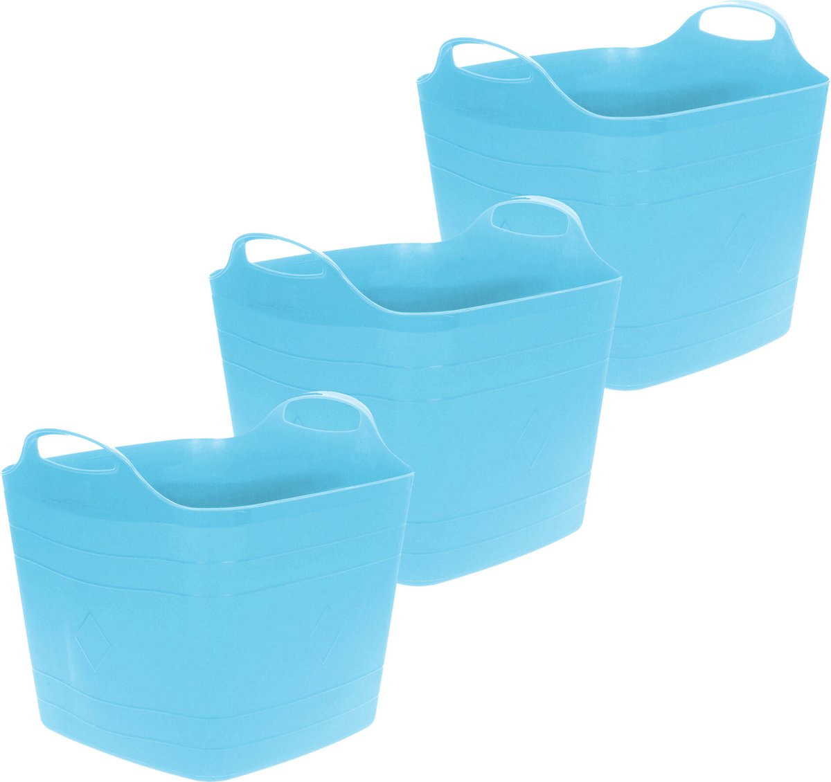 Goedkoopste Excellent Houseware Flexibele emmer - 3x - blauw - 25 liter - kunststof - vierkant - 35 x 38 cm
