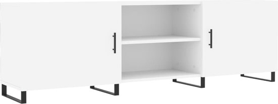 vidaXL Meuble TV 150x30x50 cm Bois fini Blanc - Meuble TV - Meuble TV - Meuble TV - Meuble de rangement