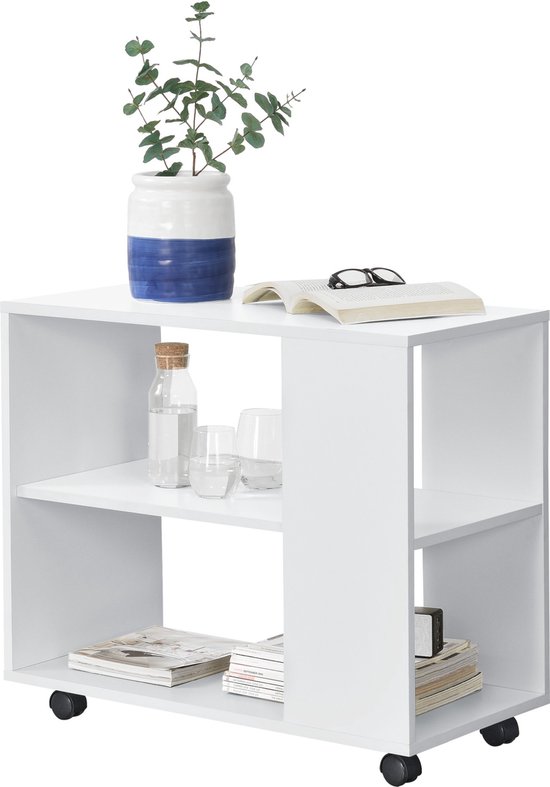 vidaXL Bijzettafel met wielen 70x35x60 cm bewerkt hout