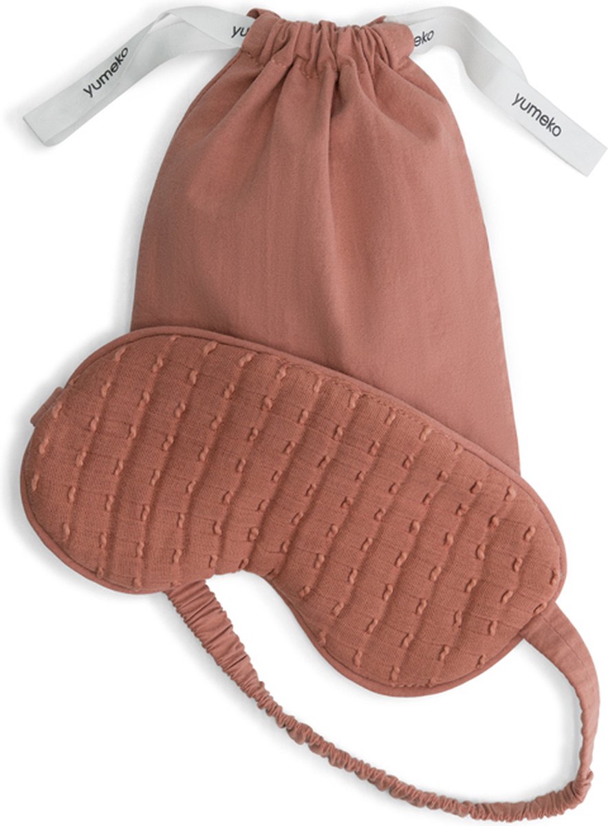 Yumeko slaapmasker mousseline katoen stitch roze cloud