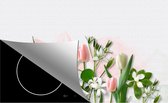 Inductie beschermer - Wit Roze Tulpen - 90x52 cm - Kookplaat beschermer - Kookplaataccessoire - Bloemen en Planten - Keuken decoratie - Inductie protector - Werkbladbeschermer - Inductiebeschermer