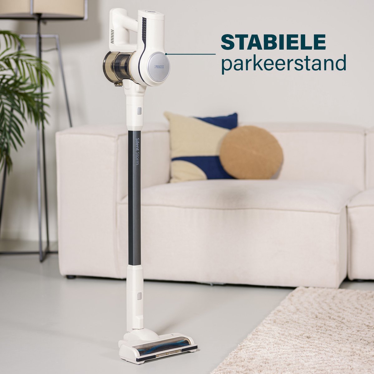 Princess Silent Storm Draadloze steelstofzuiger 339380 - 30 min gebruikstijd - Zuigkracht 11000 PA - Handige parkeerfunctie - Wit - Krachtige motor - 3 snelheden - Extra Hepafilter — afbeelding 6