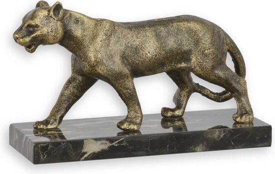 Gietijzeren beeld - Leeuwin op voet - Dieren sculptuur - 12,5 cm hoog