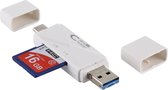 USB 3.0 / Micro-USB / USB-C multi Card Reader voor SD en Micro-SD / TF - Wit - Provium