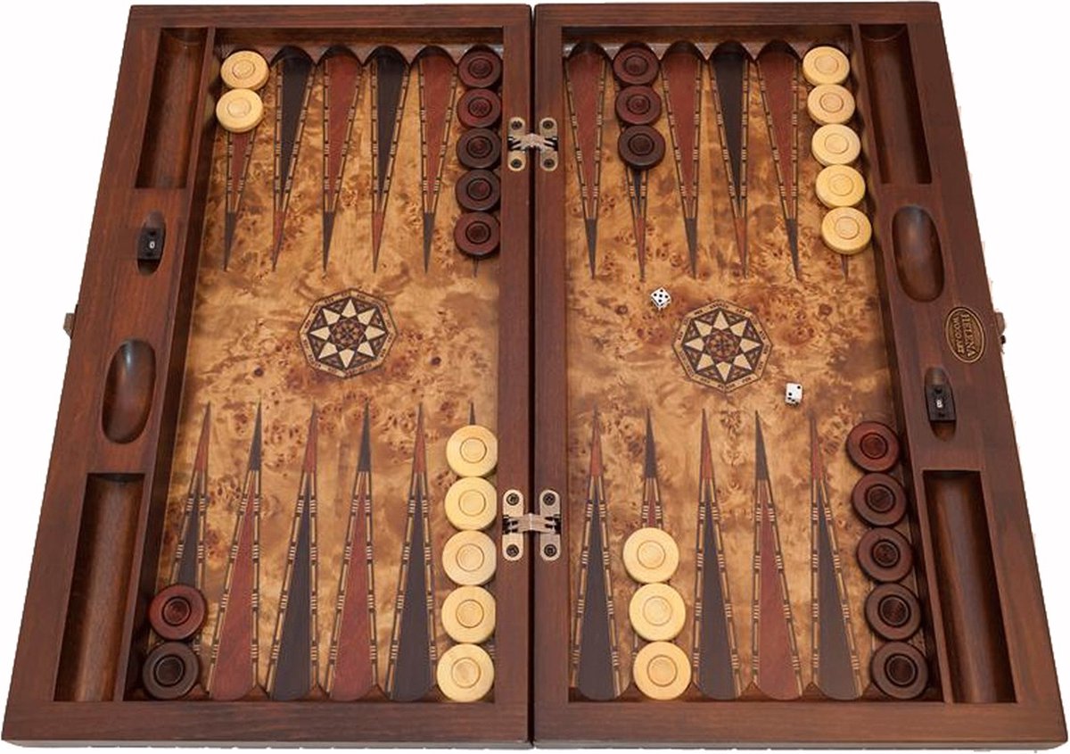 Backgammon - Tavla - Handgemaakt - Hout - Luxe uitgave - 52 x 30 x 7 cm