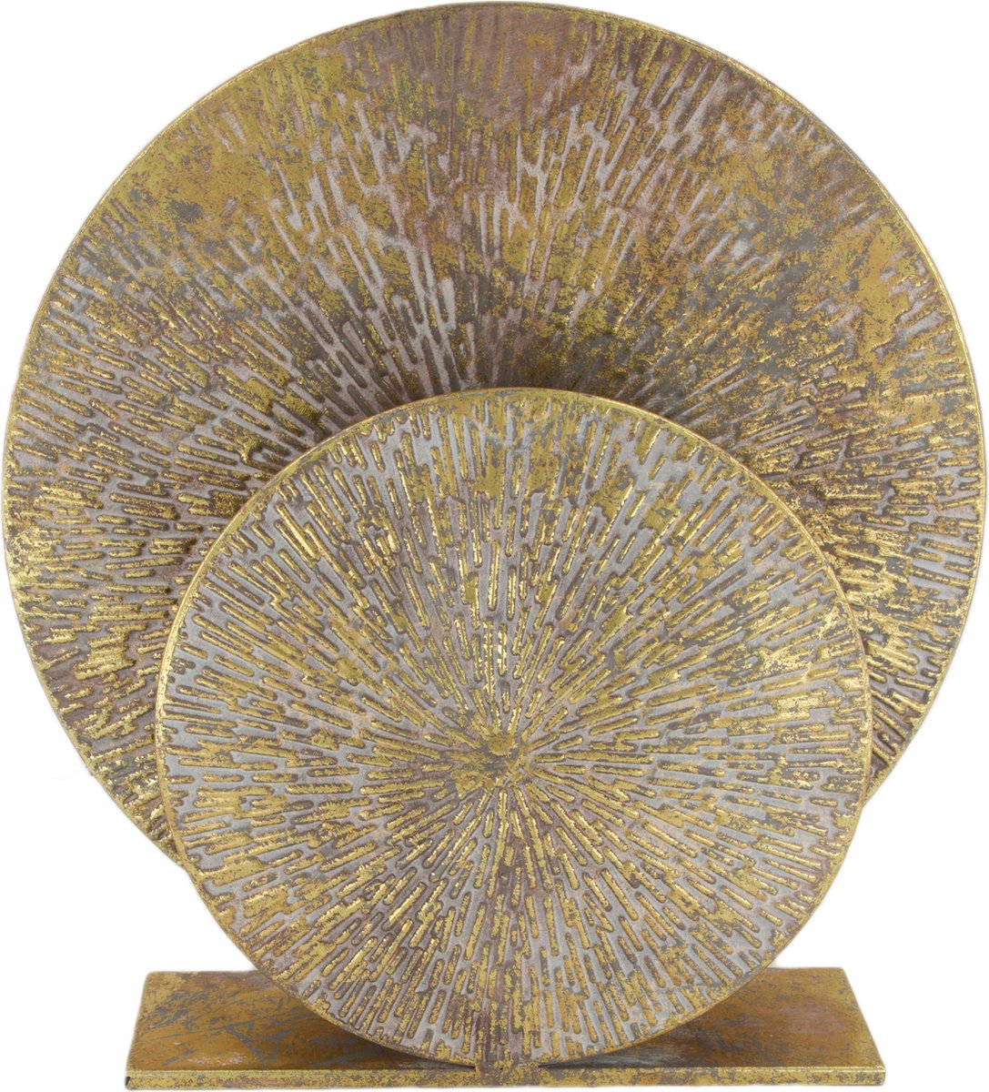 DKNC Tafellamp Moos - Staande Lamp Metaal - Industrieel - 37x8x39cm - Goud - Hoogwaardig materiaal - Tafellamp Slaapkamer - Staande lamp Woonkamer