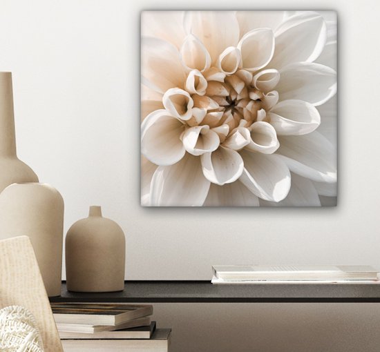 Peinture sur toile 20x20 cm - Décoration murale Fleurs - Wit - Nature - Décoration murale murale salon - Décoration chambre - Accessoires de chambre - Peintures