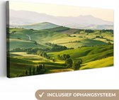 Canvas Schilderij Natuur - Toscane - Groen - Landschap - 40x20 cm - Wanddecoratie