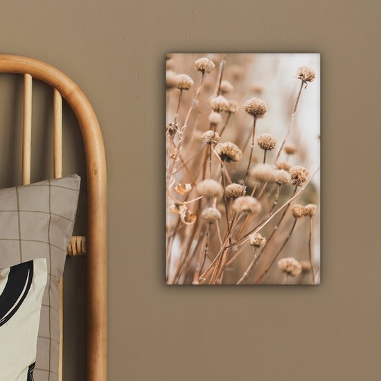 Peinture sur toile Fleurs séchées - Beige - Fleurs - Nature - 20x30 cm - Décoration murale