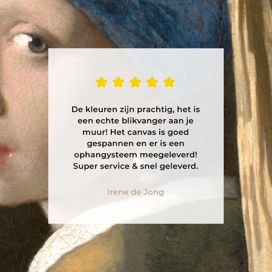 Peinture sur toile Fille à la perle - Peinture de Johannes Vermeer - 80x120 cm - Décoration murale