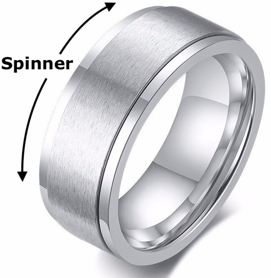 Ring Spinner - Couleur Argent - Fidget Spinner sur votre doigt! - 16-23mm - Bagues Hommes - Ring Hommes - Bagues Femmes - Ring Femmes