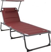 Ligstoel met luifel, sneldrogend schuim, XXL, 200 x 70 cm, (rood)