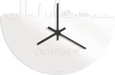 Skyline Klok Oostende Wit Glanzend - Ø 40 cm - Stil uurwerk - Wanddecoratie - Meer steden beschikbaar - Woonkamer idee - Woondecoratie - City Art - Steden kunst - Cadeau voor hem - Cadeau voor haar - Jubileum - Trouwerij - Housewarming -
