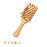 6 Borstels in Bamboe - Haarborstels Hout - Blanco - Ideaal om te graveren/personaliseren