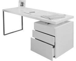 Bureau Javi Wit - MDF - 180x85cm - Met opbergruimte - Hoogte 76 cm - Met lades