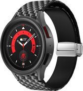Strap-it Smartwatch bandje - Carbon Fibre magnetisch siliconen bandje geschikt voor Samsung Galaxy Watch 6 / 6 Classic / Watch 5 / Watch 5 Pro / Watch 4 / Watch 4 Classic