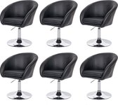 Set van 6 eetkamerstoelen MCW-F19, keukenstoel bureaustoel loungestoel, in hoogte verstelbaar ~ kunstleer zwart