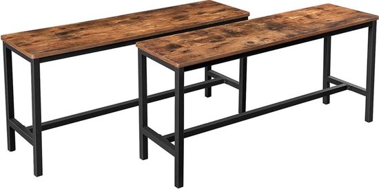 Rootz Industrial Set de 2 Bancs de table - Banc de salle à manger - 108 x 32,5 x 50 cm - Canapés