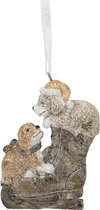 HAES DECO - Kersthanger Hond - Formaat 6x2x8 cm - Kleur Bruin - Materiaal Polyresin - Kerstversiering, Kerstdecoratie, Decoratie Hanger, Kerstboomversiering