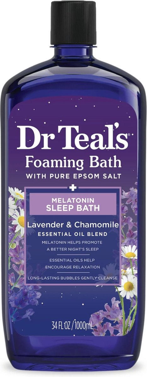 Dr Teal's - Foaming Bath with Pure Epsom Salt, Sleep Bath with Melatonin & Essential Oils - 1000ml