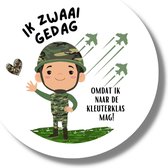 Traktatie Uitdeel Stickers Zwaai Gedag - Leger Militair - Jongen - 20 stuks - 4 cm