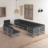 The Living Store loungeset Grenenhout - Grijs - 70x70x67cm - inclusief kussens