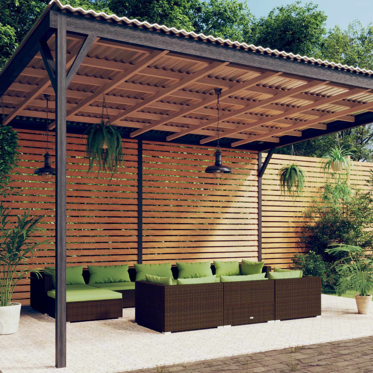 The Living Store 10-delige Loungeset met kussens poly rattan bruin - Loungeset - Tuinmeubels - Lounge Set - Buitendecoratie - Outdoor Furniture