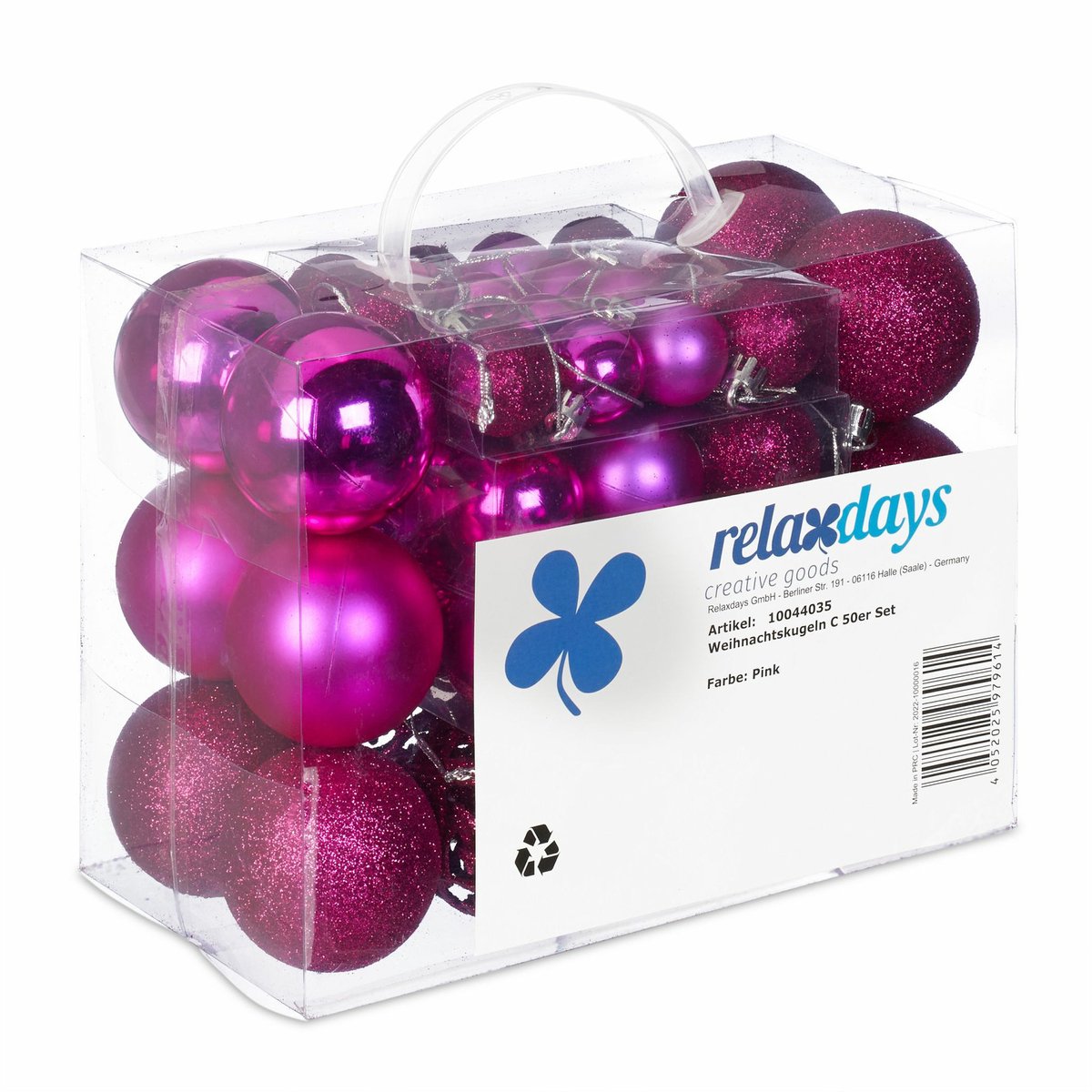 kerstballen - set van 50 - onbreekbaar - plastic - ∅ 3, 4 & 6 cm - paars-roze