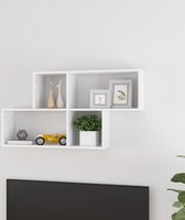 Etagère murale The Living Store Cube - Blanc brillant - 100 x 18 x 53 cm - Robuste et facile à installer