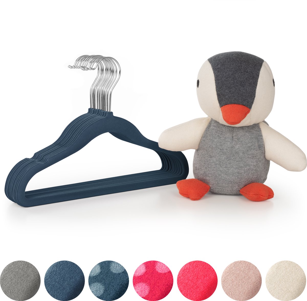 Laleni Fluwelen Kledinghangers Kinderen - Kleerhangers Peuter - Donkerblauw - Set van 50