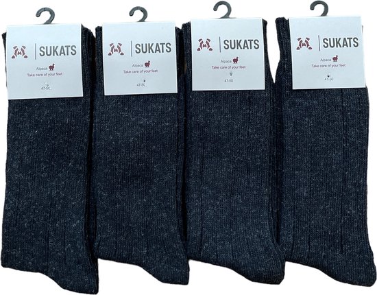 Sukats® Alpaca Sokken - Wollen Sokken - Warme Sokken - 4 Paar - Maat 47-50 - Navy Blue